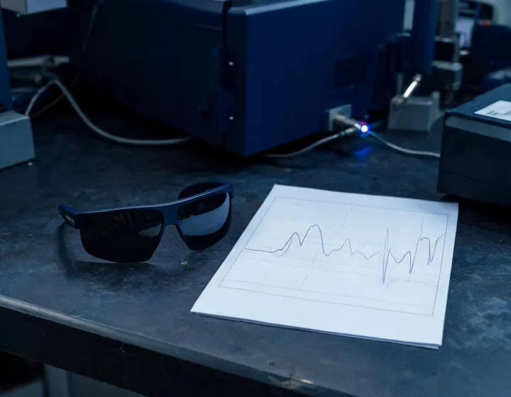 Laser safety glasses size and filter worksheet illustration